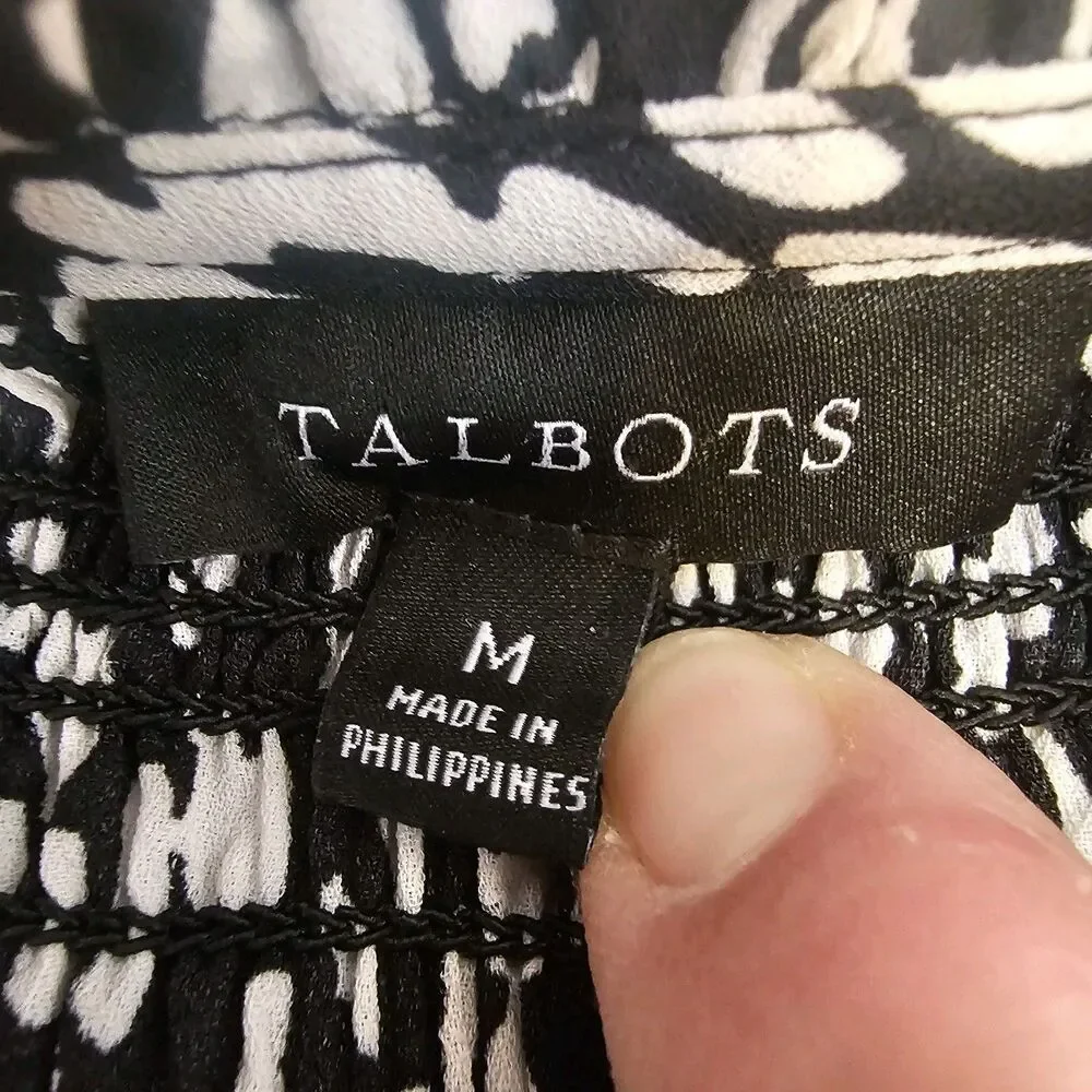 Talbots Long Sleeve Blouse Abstract Animal Print Sz Medium Ruffled Details V0446 - Picture 7 of 9